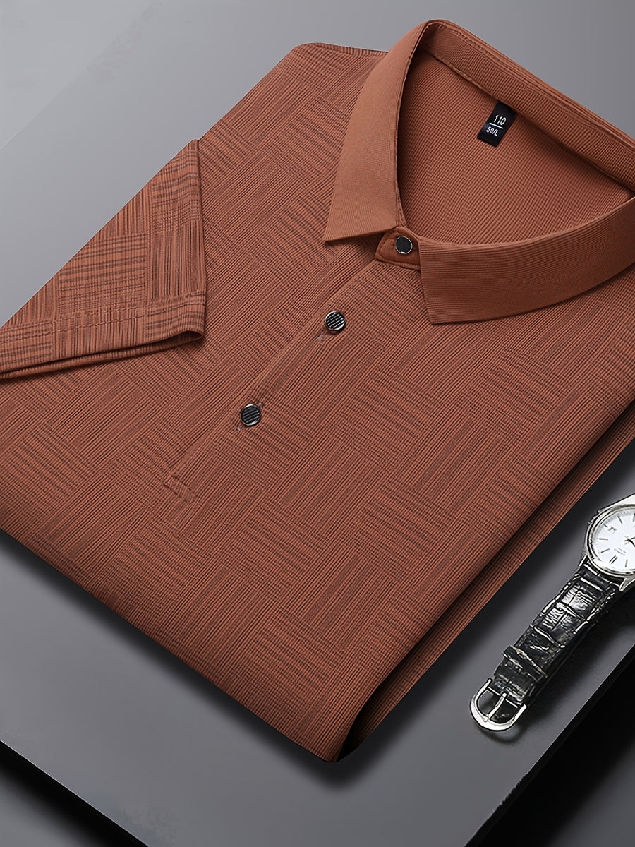 3pcs Set Upon Arrival, Men'S Summer Quick-Drying Breathable Polo Shirt, Commute Lapel Casual Top - Coffee Color