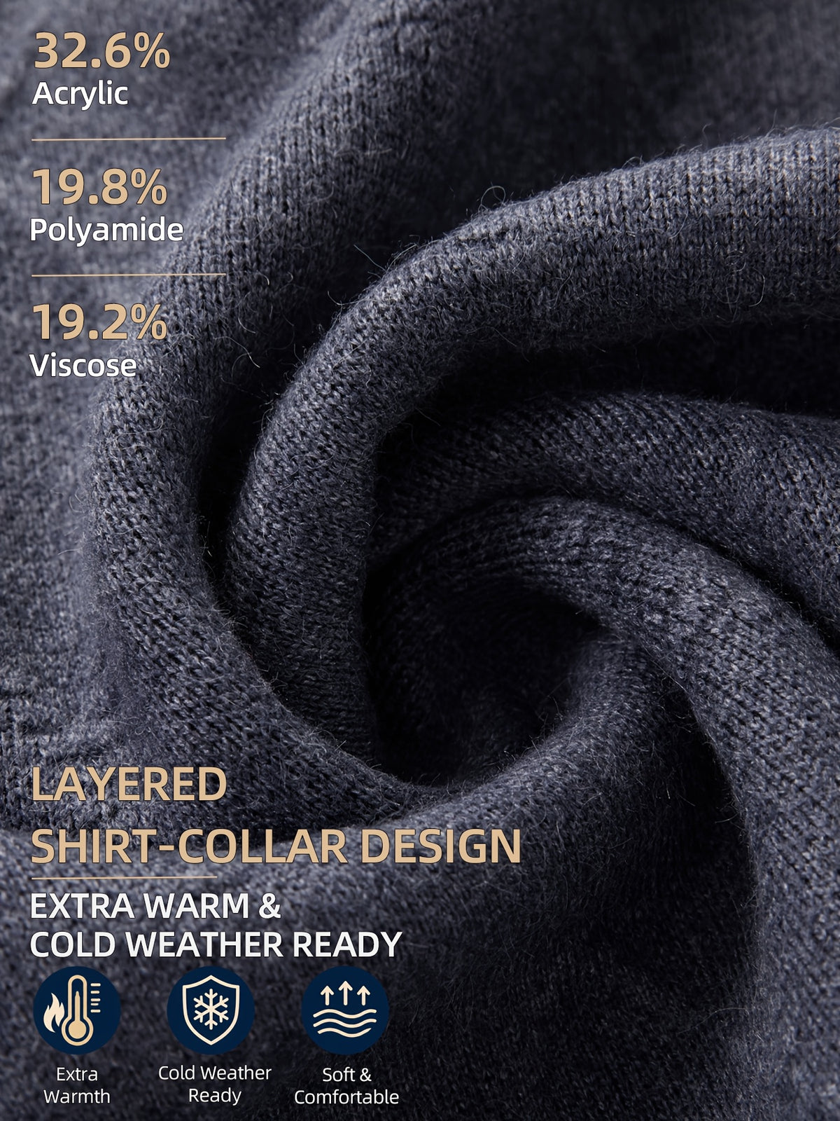 Men's Grey Polo Sweater, Faux 2pcs Shirt-Collar Design, V-Neck & Subtle Diamond Knit Pattern, Classic Refined Style, Warm Autumn Winter Pullover for Casual Wear, Golf & Outdoor Activities - Medium Gray