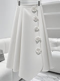 Elegant Island Vacation Style 3D Floral Decorated Skirt - White