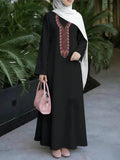 New Middle Eastern Style Muslim Elegant Robe, Featuring Middle Eastern Ethnic Print And Long Dress Design, Suitable for Eid Al-Fitr And Eid Al-Adha, This Loose, Comfortable, And Breathable Long Sleeve Dress Is Perfect for Commuting And Vacation - Mixed colors