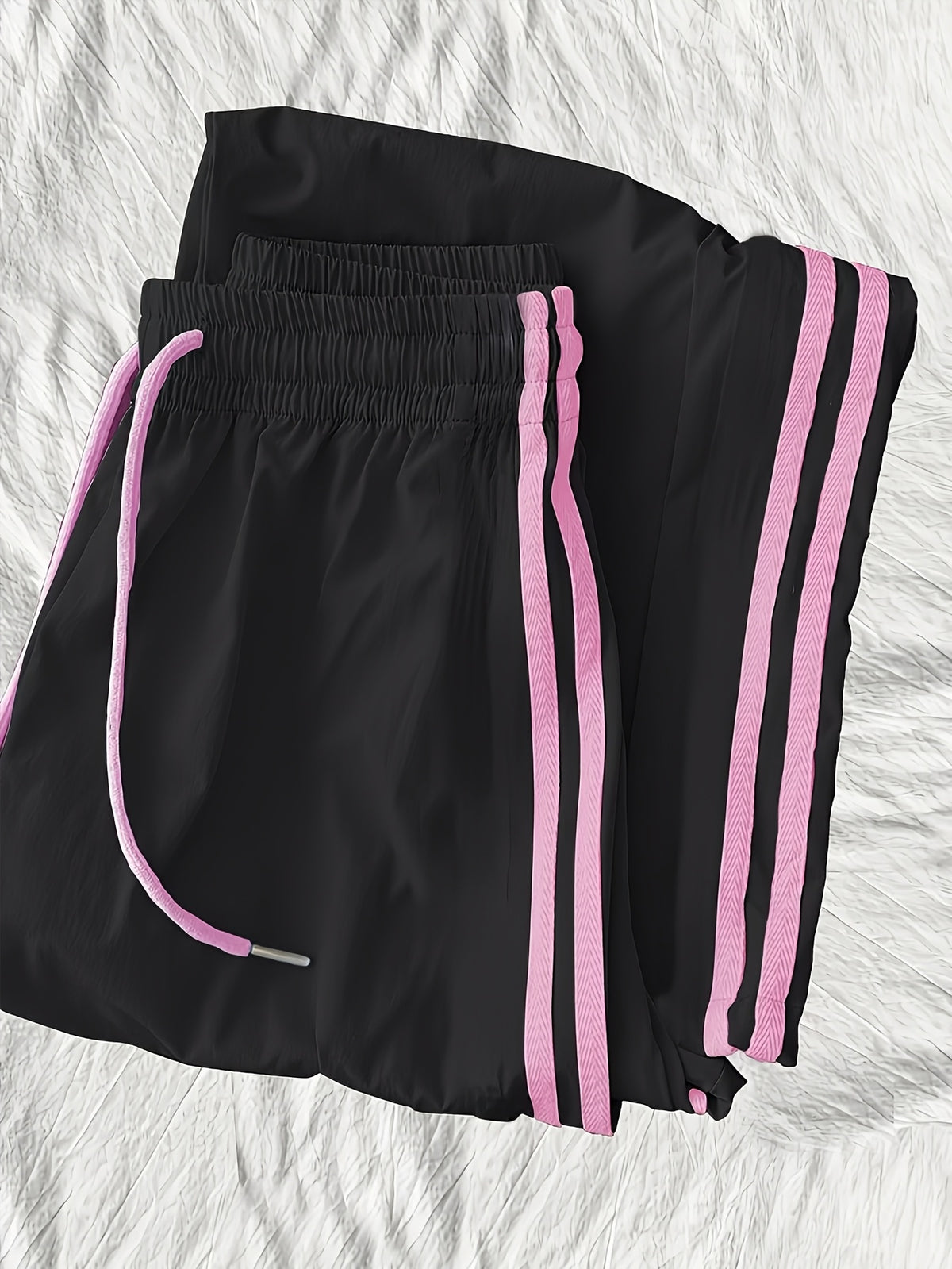 New Arrival High Waist Loose Quick Dry Pants with Drawstring Foot Opening for Multi-Wearing, 3-Color - Black