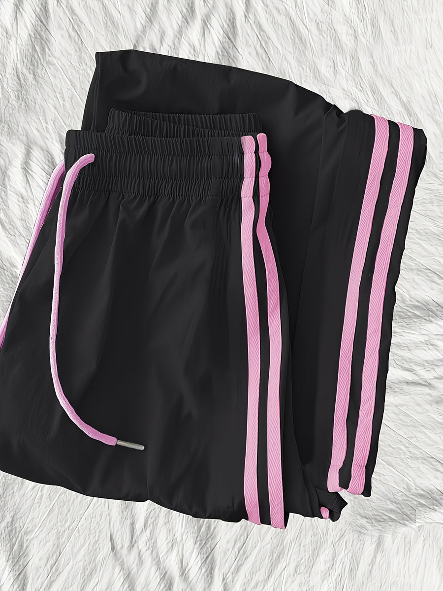New Arrival High Waist Loose Quick Dry Pants with Drawstring Foot Opening for Multi-Wearing, 3-Color - Black