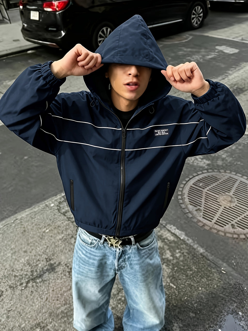 Men'S New Top Jacket All-Match Trendy Comfortable Outdoor Sports Travel High Street Fashion Easy Good-Looking Loose Jacket - Deep Blue