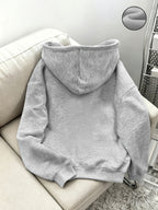 Fashion Women'S Two-Piece Set NEW YORK Pattern Printed Fleece-Lined Autumn Winter Campus Style, Classic Preppy Suit Women'S Trendy Elegant Temperament Sweatshirt And Joggers - Light Gray