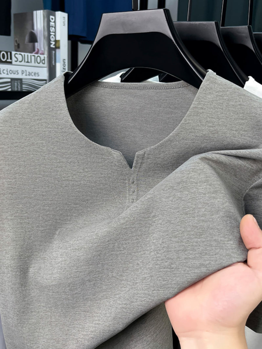 2026 Summer Thin Men'S Short Sleeve T-Shirt Fashion Casual Solid Color Men'S Athletic Breathable Short Sleeve T-Shirt Top - Grey