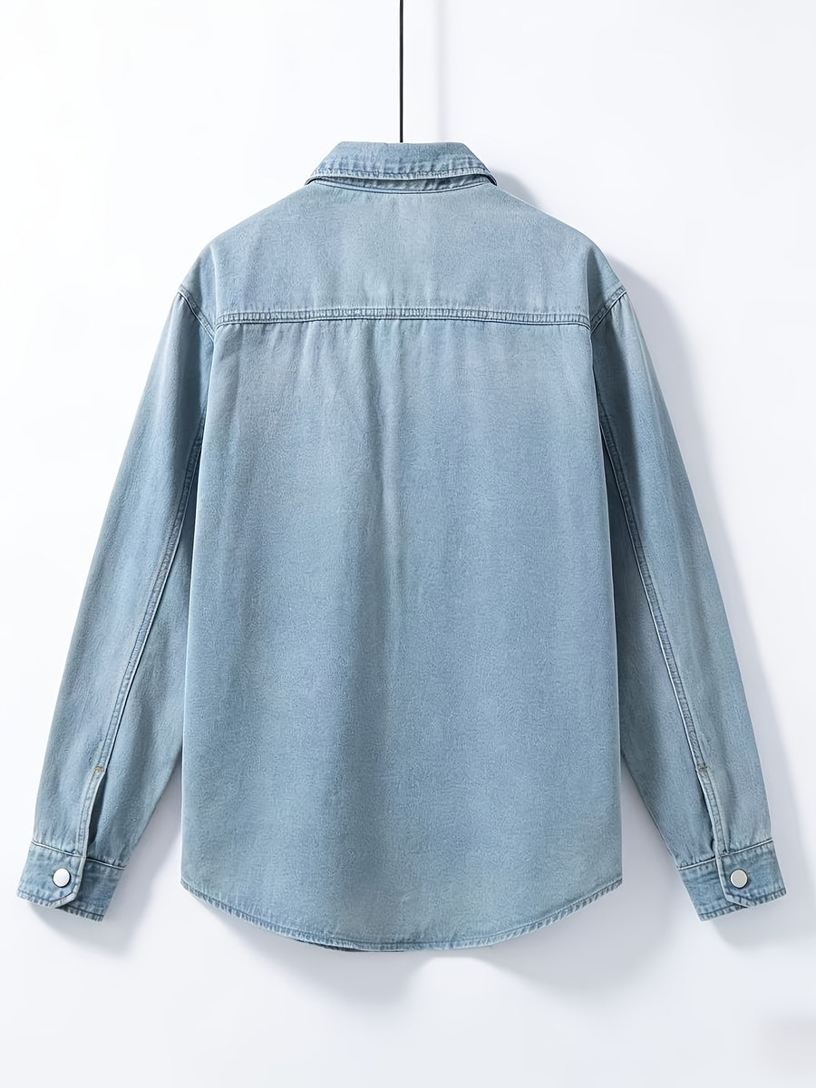 Men's Spring New Loose Fit Oversized Casual Jacket Vintage Versatile Non-Stretch Top - Sky Blue