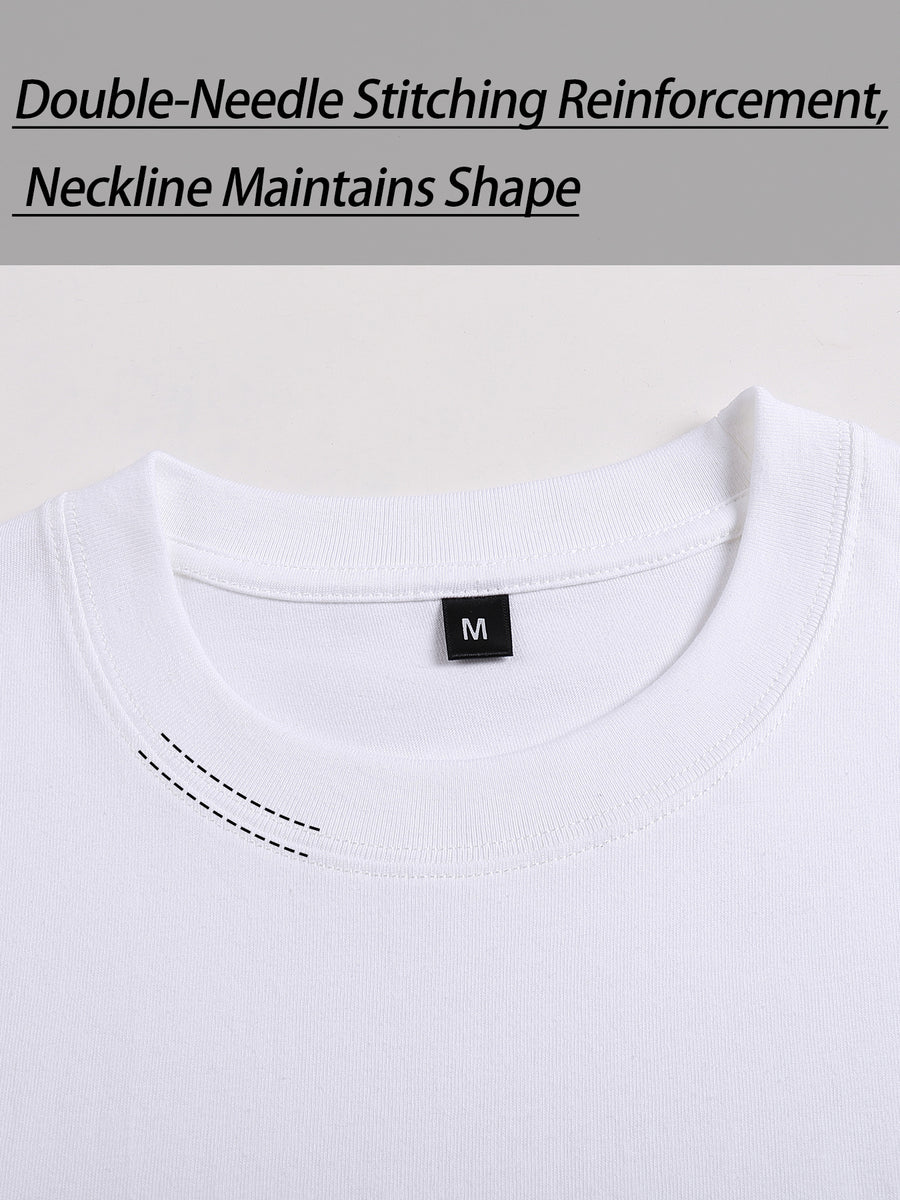YD-18 Men'S 100% Easy Casual Breathable Sweat-Absorbing Comfortable Short Sleeve Shirt T-Shirt, Sweat-Resistant - White