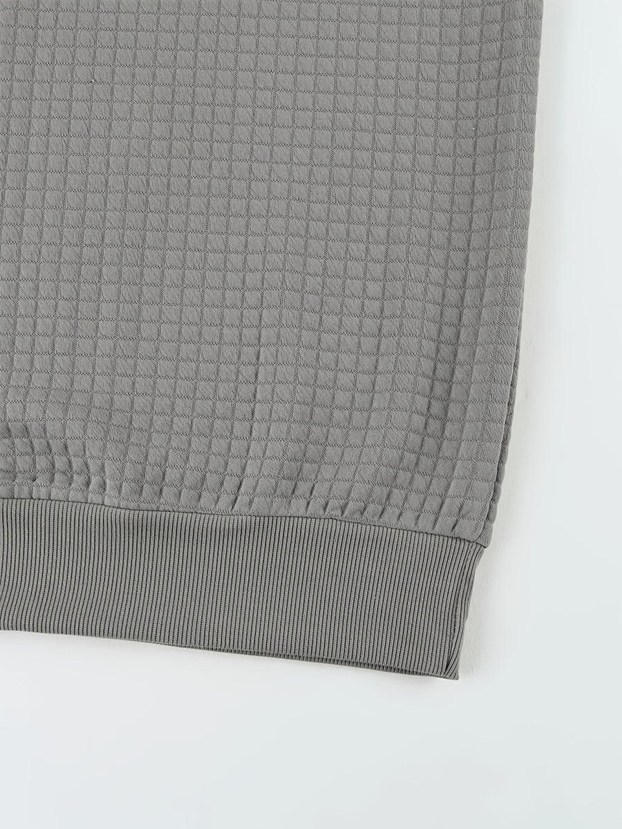 Men'S Waffle Knit T-Shirt, a Short Sleeve Crew Neck Casual Summer Top Featuring Premium Handcrafted Fashion Labeling. Made from Textured, Breathable Fabric with a Soft And Lightweight Feel, Offering a Comfortable Slim-Fit Design - Grey
