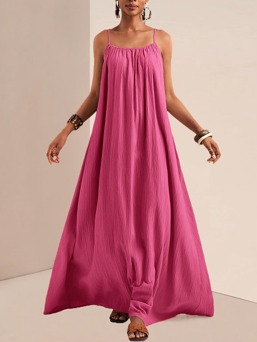 Women'S Solid Color Cami Dress - Rose Red