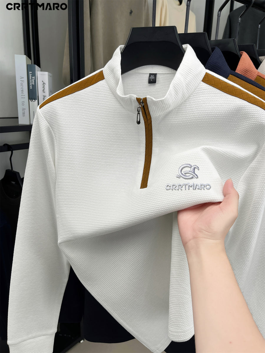 Katemar CRRTMARO New Summer Men's Long Sleeve Crew Neck Simple Casual High-End Breathable T-Shirt Men's Apparel RY - White