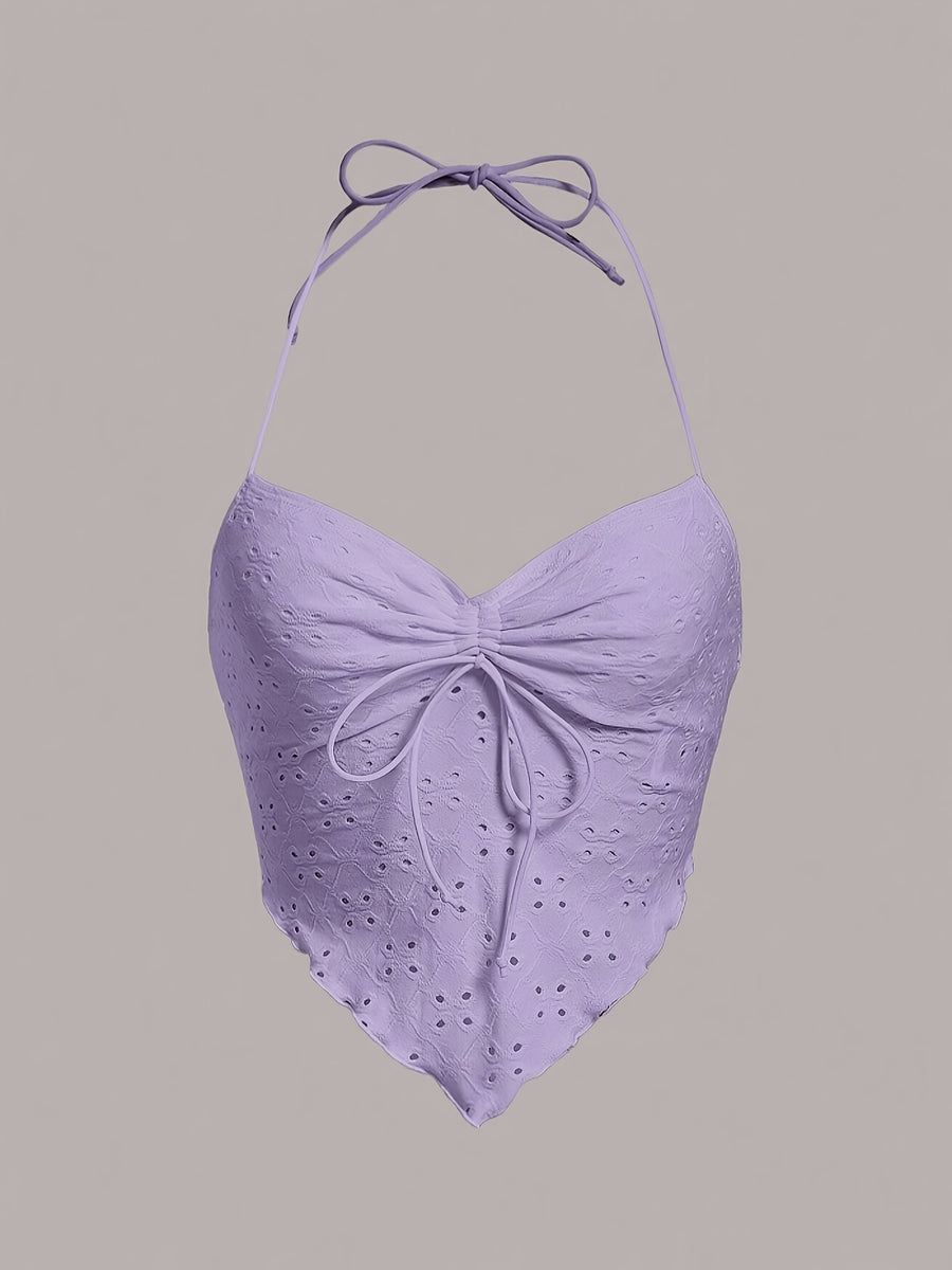 Y2K Drawstring Backless Camisole Top - Lavender