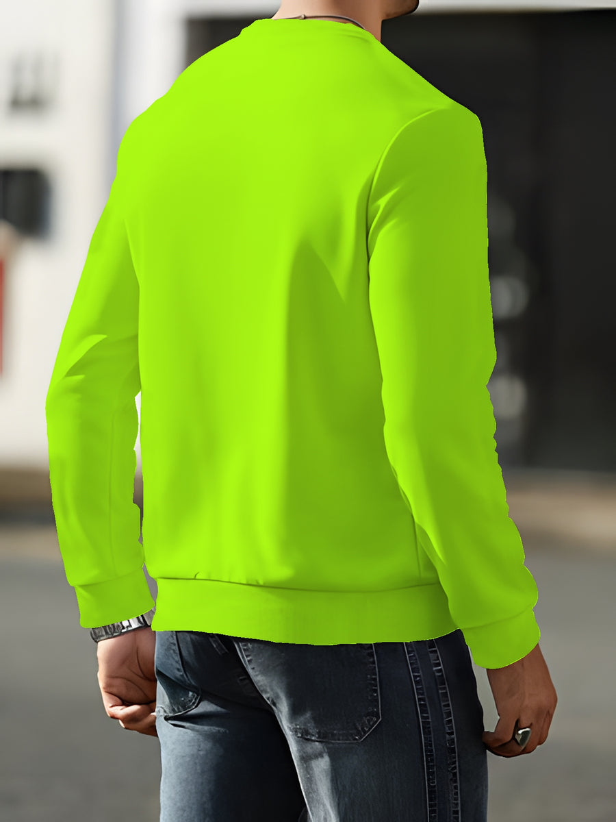 Men'S Fashion Casual Round Neck Sweatshirt, Autumn Winter Trendy Sweatshirt, Suitable for Home Leisure, Travel Essential - Mixed colors