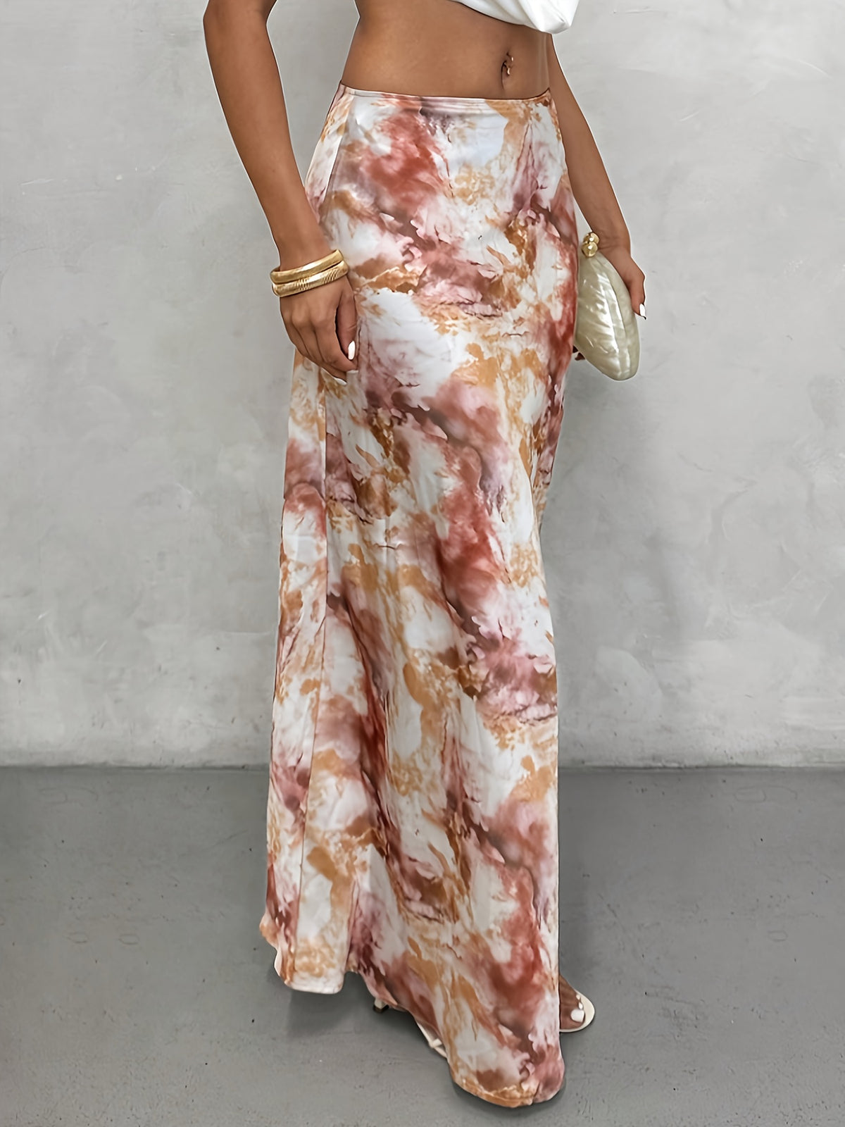 Women's Fashion Hip-Wrapped Maxi Skirt - Multicolor
