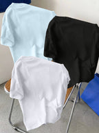 3pcs Set Men's Pure Cotton Short-Sleeve Crew Neck T-Shirt with Milan, Italy Pattern, Suitable for Daily Casual Wear, Comfortable, Soft, Breathable, Summer Essential - White+Black+Light Blue