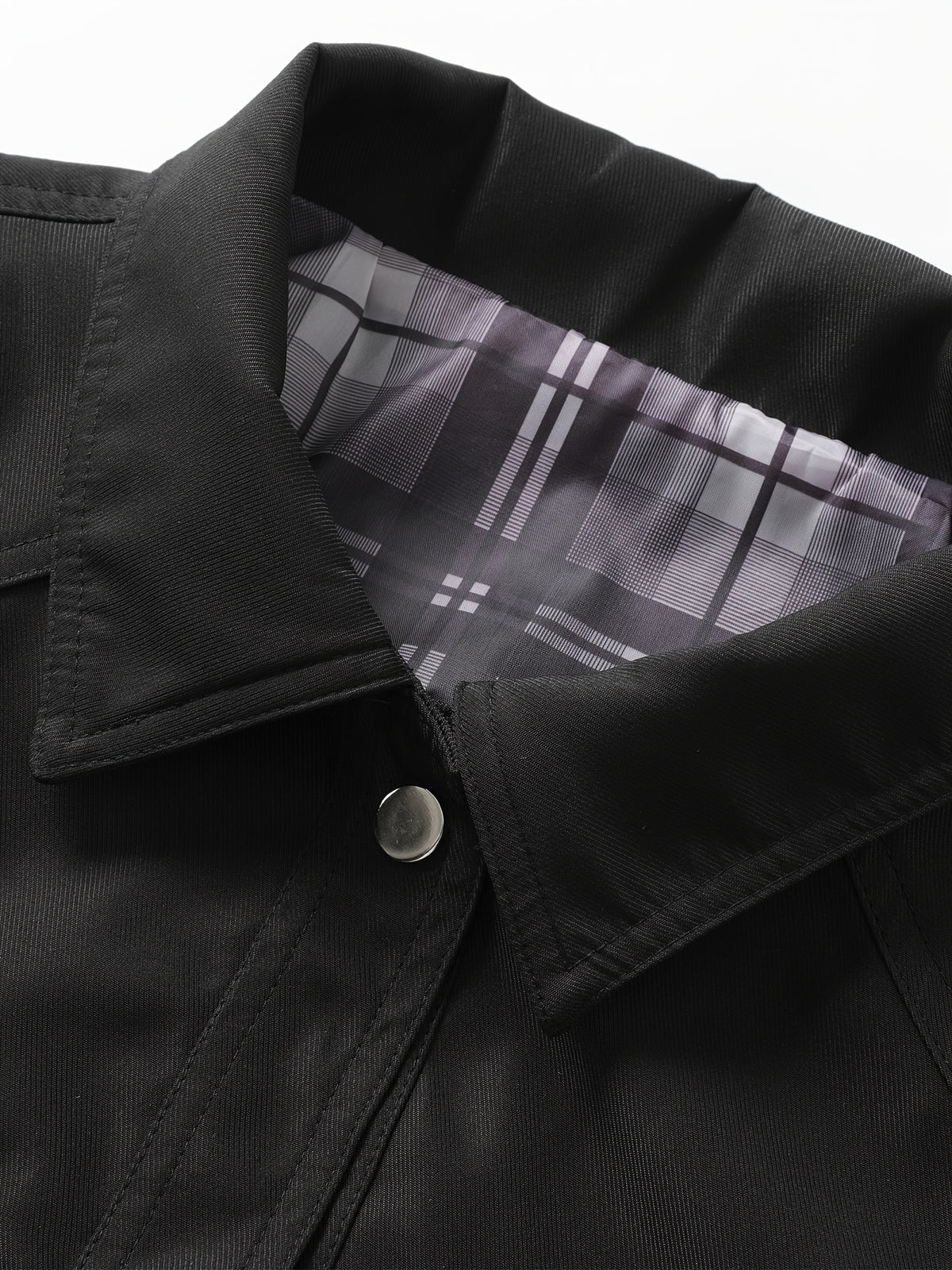 DIFFELEMENT Men's Lapel Work Jacket, Structured, Wear-Resistant, Windproof, Woven Fabric, Multiple Pockets, Metal Snap Buttons, Simple Solid Color, Versatile Fit, Suitable for Urban Commuting, Street Outings, Outdoor Casual Wear, Spring and Autumn - Black