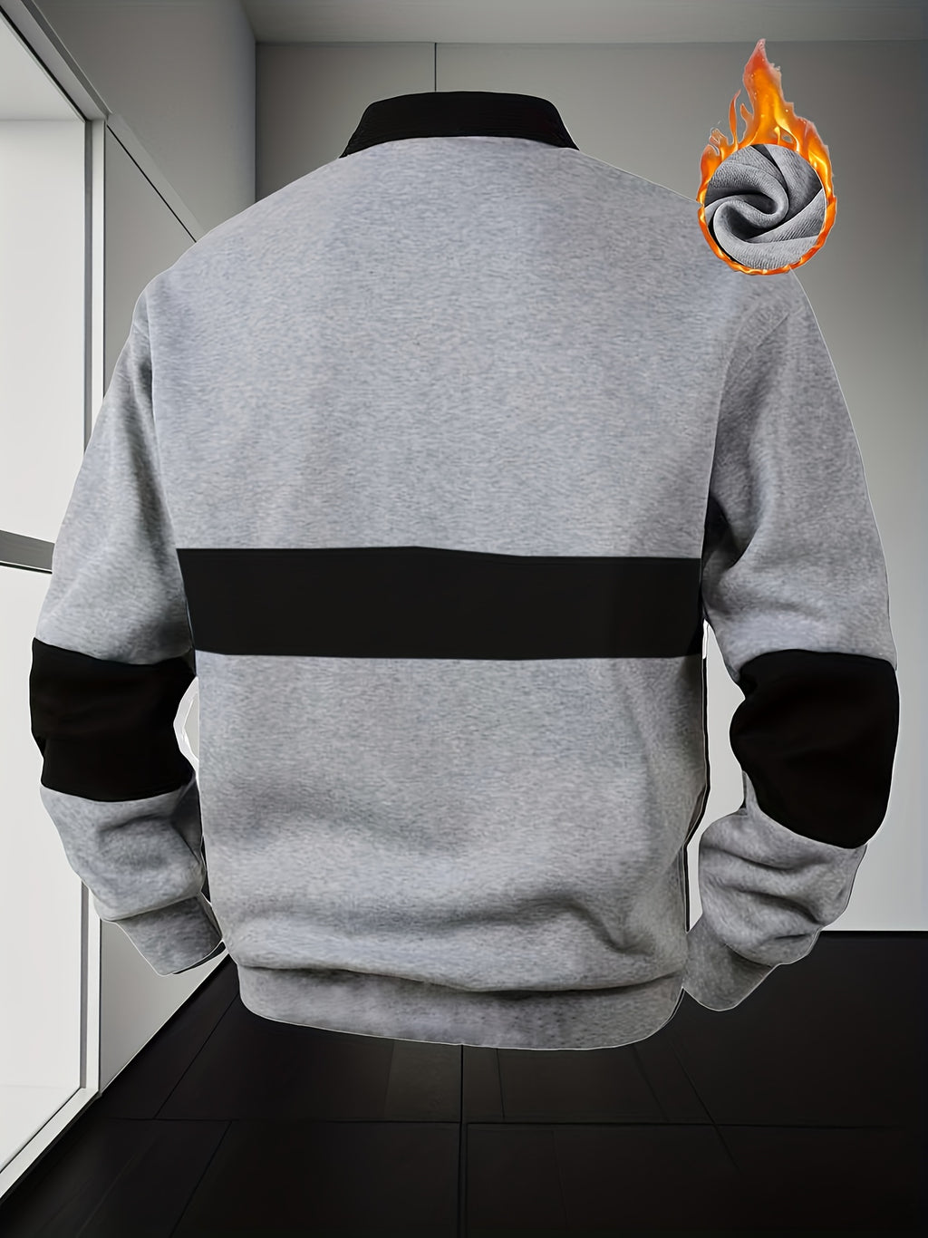 Men'S Casual POLO Shirt with Color Block Design | Button Collar, Loose Fit, Machine Washable, Ideal for Leisure and Gifts - Light Grey
