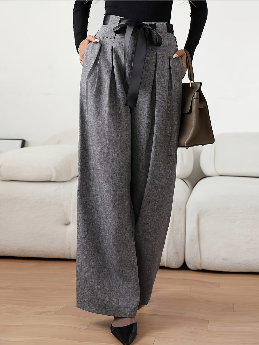 Women's Long Pants, New Autumn/Winter Collection, Elegant and Fashionable Wide-Leg Trousers - Dark Gray
