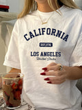 Women'S Short-Sleeved Crew Neck T-Shirt - Breathable Letter Print Top, No Bra Pad Design Suitable for Size S And Daily Casual Wear, Machine Washable Crew Neck Shirt Elegant Special Line Shirt, Essential for Daily Wear - White