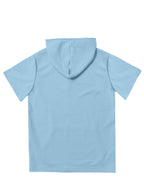 BRIEFING Men's Waffle Knit Short Sleeve Hoodie Top, Comfortable Printed Drawstring Sweatshirt T-Shirt with Pocket, Summer Casual Fashion Men's Apparel, Suitable for Outings and Home Wear, Suitable for Daily and Formal Wear, Simple Summer Fashion - Sky Blue