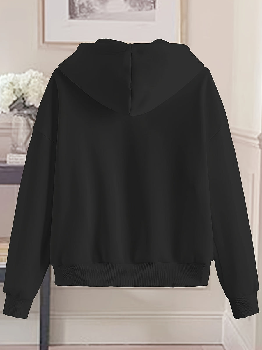 Women'S Fashion Zip Hoodie - Black