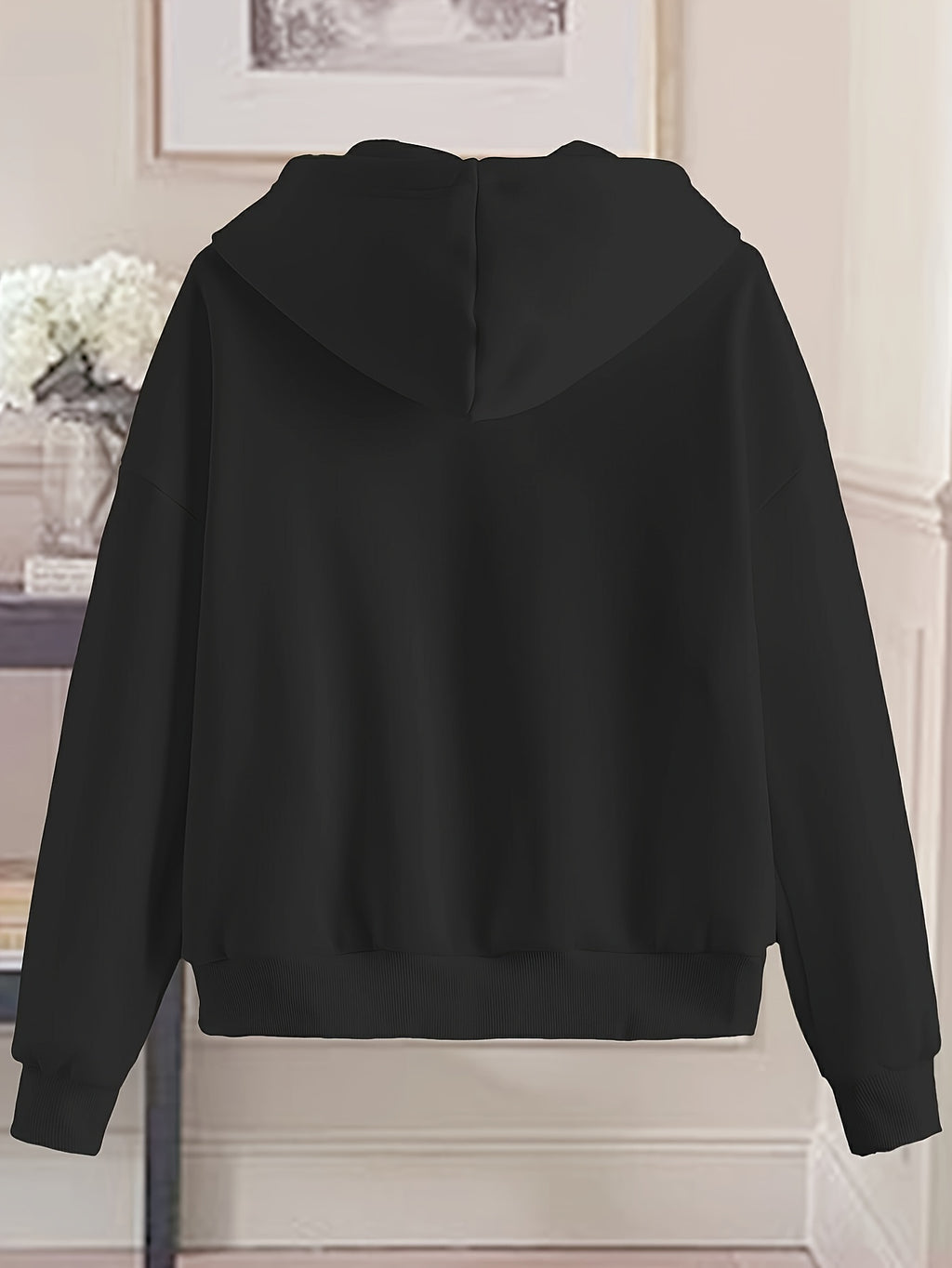 Women'S Fashion Zip Hoodie - Black