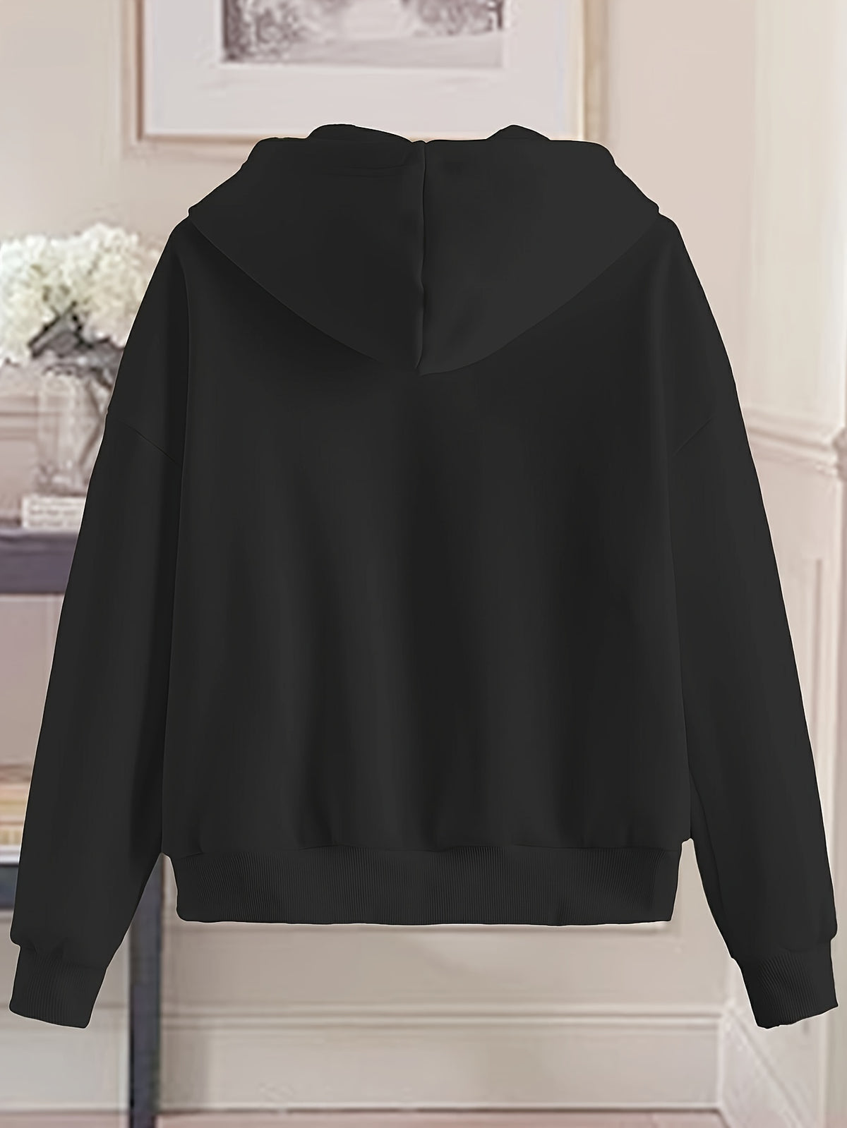 Women'S Fashion Zip Hoodie - Black