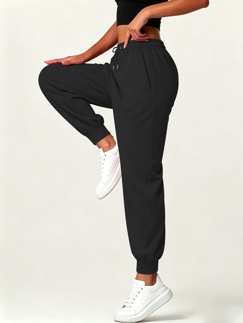 Autumn-Winter Women'S Casual Pants with Pockets - Black
