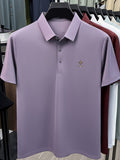 [Villa Le Water OBM] Summer Men'S Lapel Polo Shirt, Fashionable And Versatile Light Luxury Top, Business Casual Breathable Short Sleeve T-Shirt, Suitable for Daily Work Wear - Purple