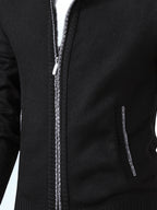 Single Casual Knitted Jacket with Stand-Up Collar And Smooth Zipper, Comfortable And Loose Retro Style, Versatile And Durable for Upper Body. (Includes Jacket) - Black