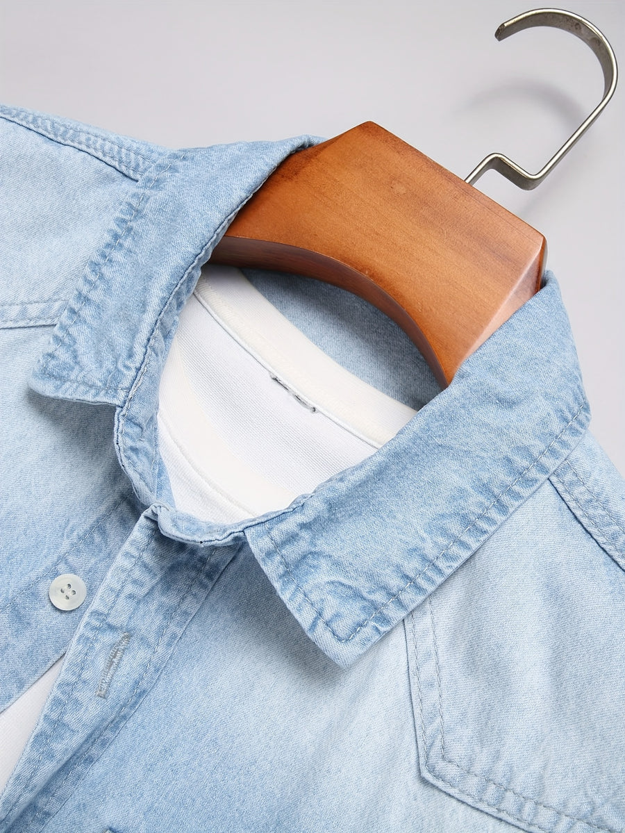 Men'S Light Blue Denim Shirt - Light Blue