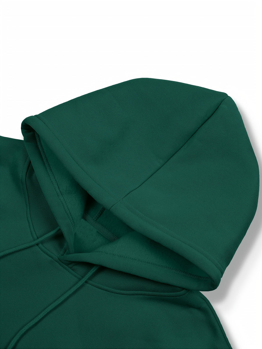 Men's -Lined Hooded Sweatshirt, Casual Versatile Fashion Streetwear Pullover Hoodie - Dark Green