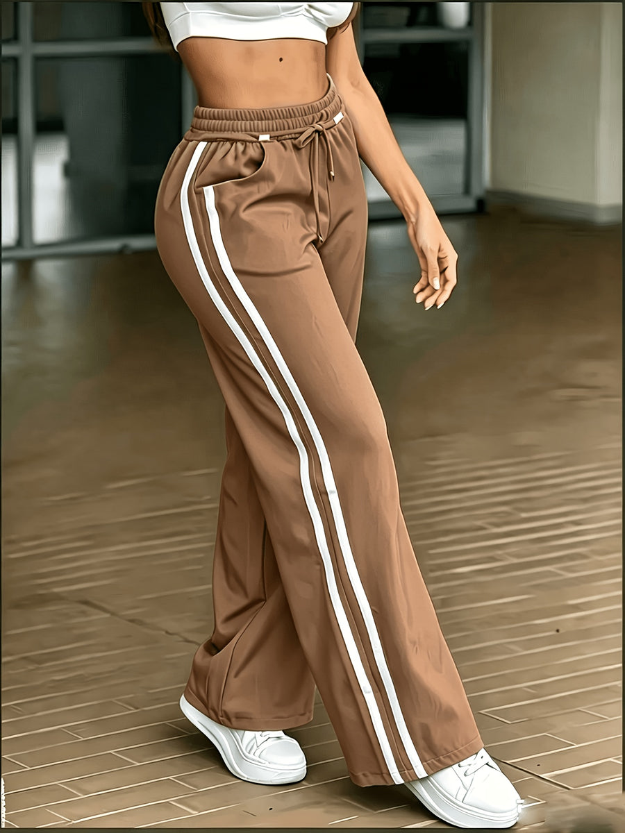 Women's Fashion - Long Trousers - Unique Waist Design for a Look, Daily Commute Style, Elegant, Fashionable, and Casual, Versatile for and All-Match Outfits, Suitable for Outdoor S, Japanese, Korean, European, and American Styles, Four Seasons - Coffee Brown