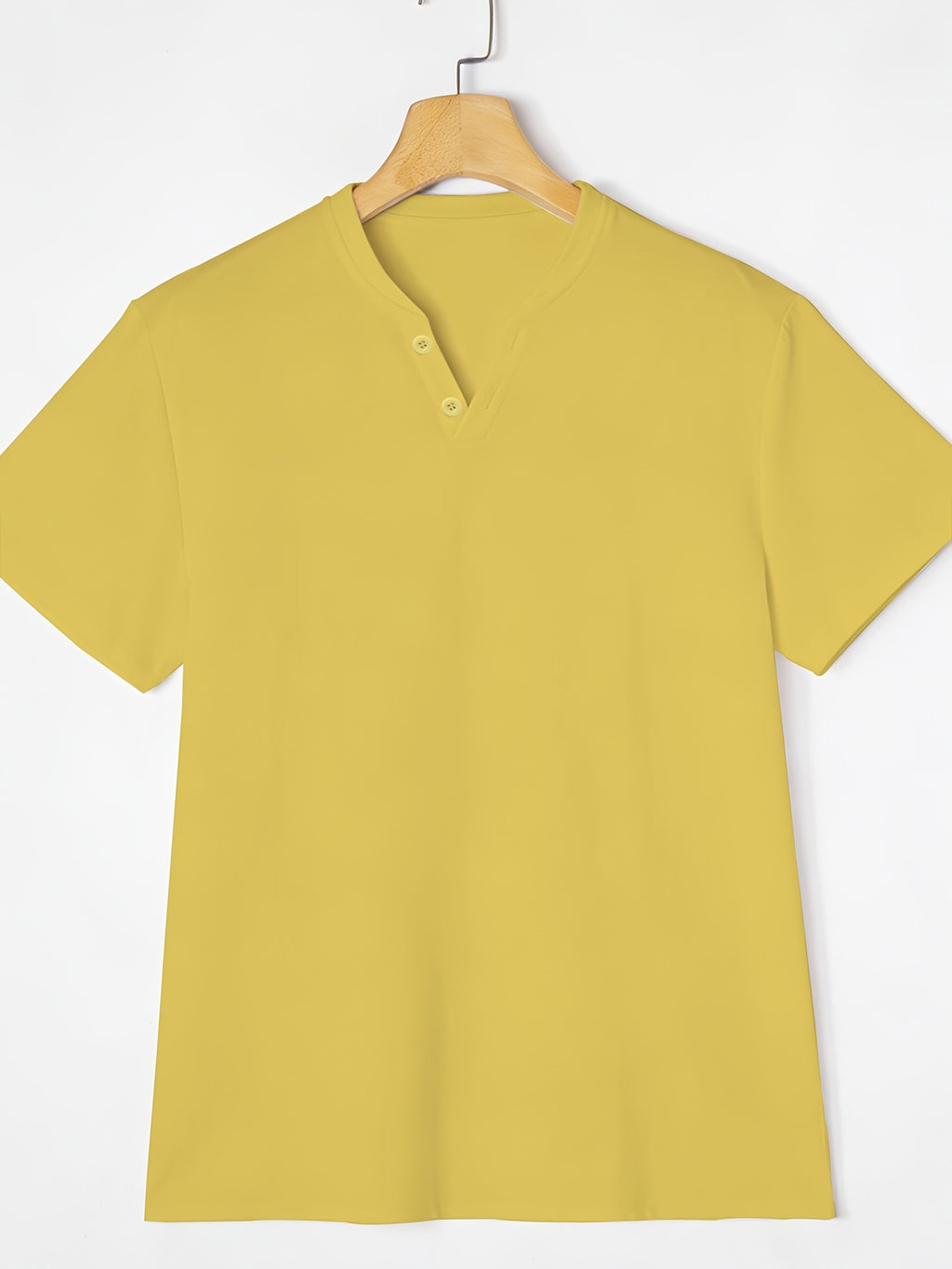 Men's Summer Linen T-Shirts 2pcs, Breathable Soft V-Neck Henley Short Sleeve Shirts, Loose Casual Beach Yoga Tops, Trendy Mens Casual Wear - White+Yellow