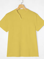 Men's Summer Linen T-Shirts 2pcs, Breathable Soft V-Neck Henley Short Sleeve Shirts, Loose Casual Beach Yoga Tops, Trendy Mens Casual Wear - White+Yellow