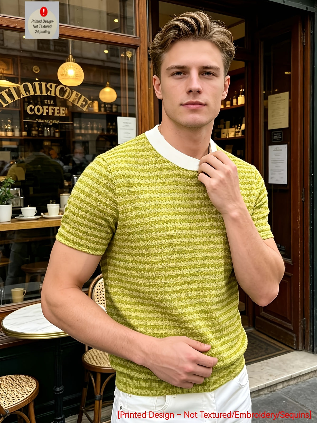 Printed Design – Not Textured/Embroidery/Sequins Summer New Arrival Men's Thin Fashionable Durable Old Money Style Top - Mixed Colors 22