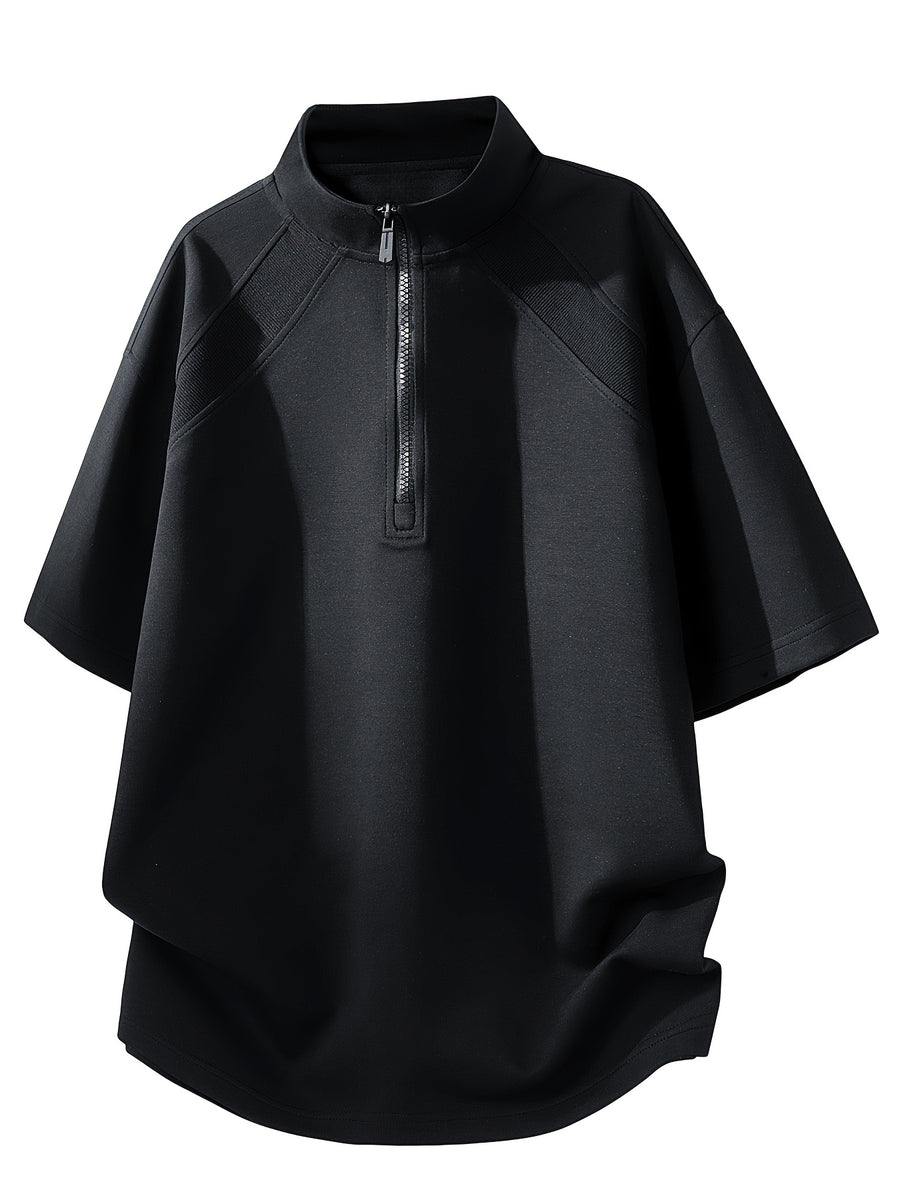 Men's Summer Travel Spring Short-Sleeve Stylish Sporty Top, Versatile Casual , Thin Lightweight Fashionable Trendy Commuting Daily Wear, New Simple Round Neck T-Shirt for Back-to-School Season - Black