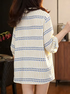 High-End Floral Print V-Neck Shirt for Women | Loose Fit & Figure-Flattering Three-Quarter Sleeve Blouse | Breathable Lightweight | French-Style Minimalist Japanese Soft Gentle Look | Suitable for Commuting, Casual, and Vacation Wear | Machine - Lemon Yellow
