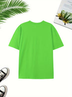 Dark Blue Washed Men'S Casual Short-Sleeved Easy Print Fashion Sports Trendy Versatile Half-Sleeve Breathable T-Shirt Comfortable Home Base Shirt - Grass Green