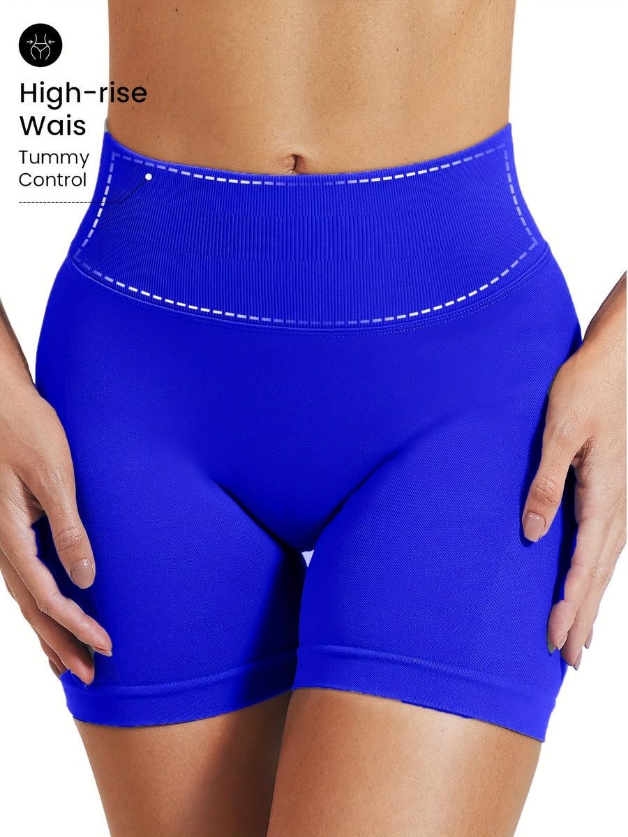 3pcs Set Women'S Spring Summer New Seamless High-Waist Shorts, Waist-Cinching Butt Lift, Suitable for And - Dark brown + black + royal blue