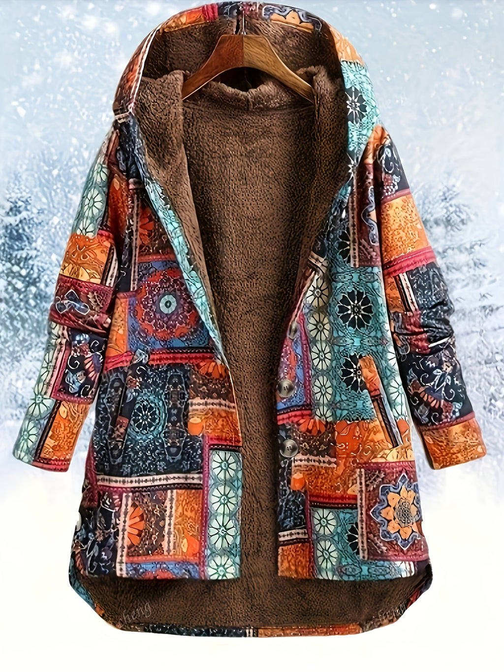 Winter Women'S Printed Hooded Jacket - Mixed colors