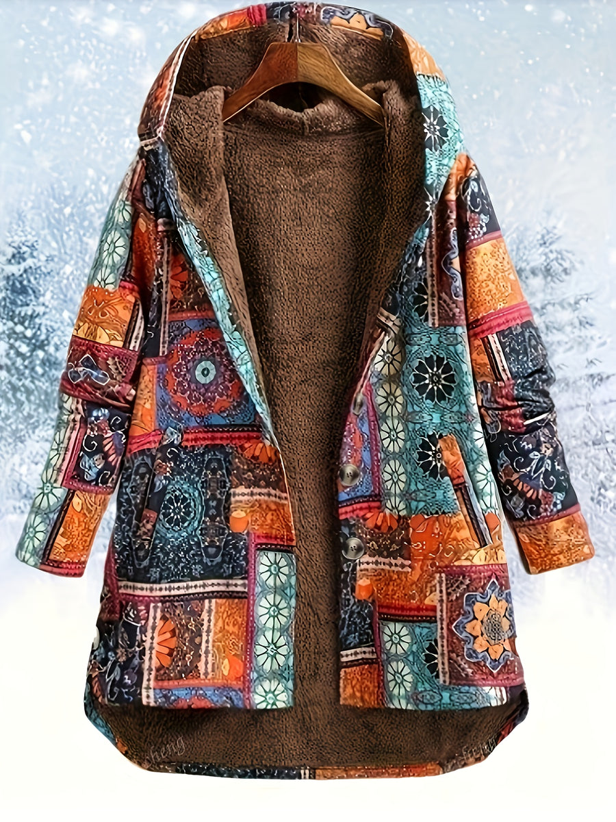 Winter Women'S Printed Hooded Jacket - Mixed colors