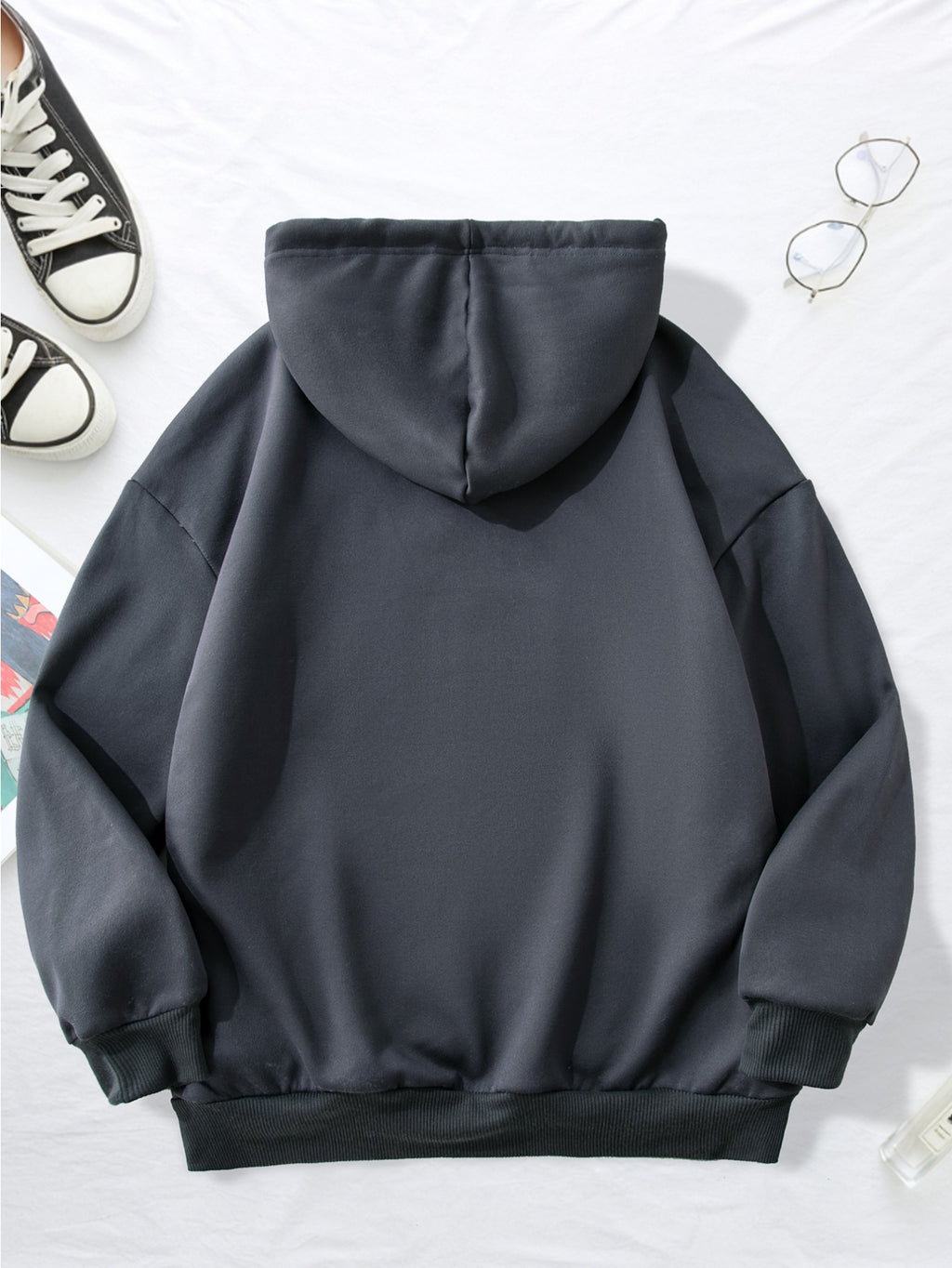 Women'S Home Wear Top [Imitation Print] Women'S Hot Style Heart Bear Print Sweatshirt, Fall Winter Fleece Hooded Warm Sweater, Suitable for Casual Home Wear Drawstring Hooded Sweatshirt - Dark Gray