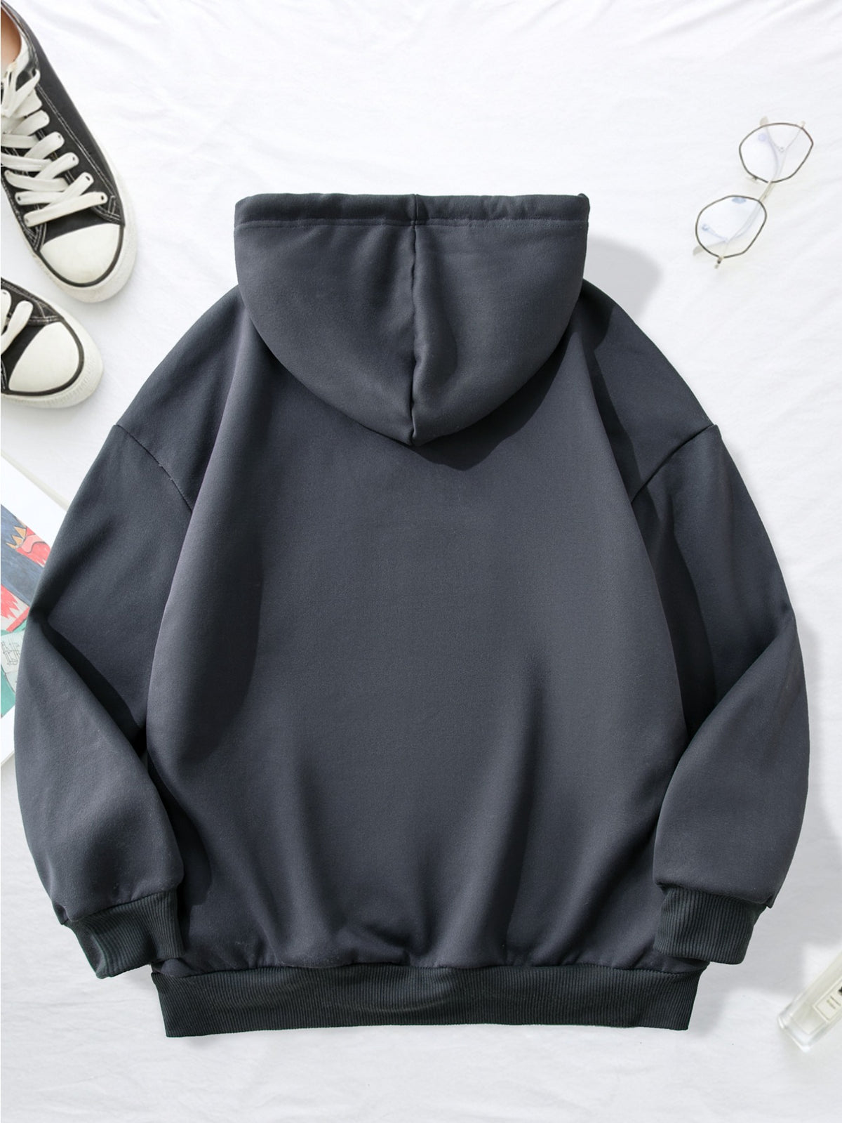Women'S Home Wear Top [Imitation Print] Women'S Hot Style Heart Bear Print Sweatshirt, Fall Winter Fleece Hooded Warm Sweater, Suitable for Casual Home Wear Drawstring Hooded Sweatshirt - Dark Gray