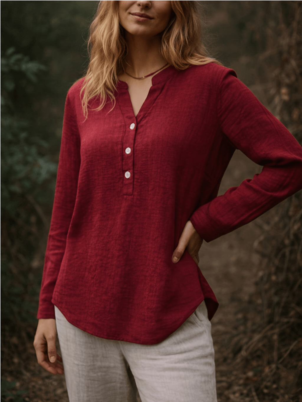 DJ260317129 New Women's Shirt, Suitable for Work, Weddings, Parties, Concerts, Brunch, Airports, Daily Fashion, Halloween, Christmas, Vintage Style - Burgundy