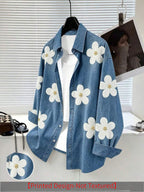 Women's Pretty Shirt, Floral Print Blouse with Faux Pearl Embellishments, Women's Long Sleeve Shirt, Printed Design - Not Textured ZD260727076 - Mixed Color 2