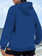 2025 New Women's American Fashion Casual Norwegian Outdoor Letter Print Hoodie with Kangaroo Pocket and Drawstring, 100% Polyester Fabric, Machine Washable, All-Season Y Sweatshirt - Blue