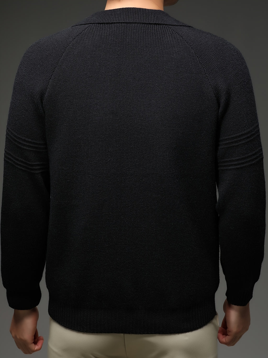 [Xingfan] Autumn Winter Men'S Long Sleeve Cardigan Lapel Business Casual Solid Color Thick Knit Thickened Jacket - Black