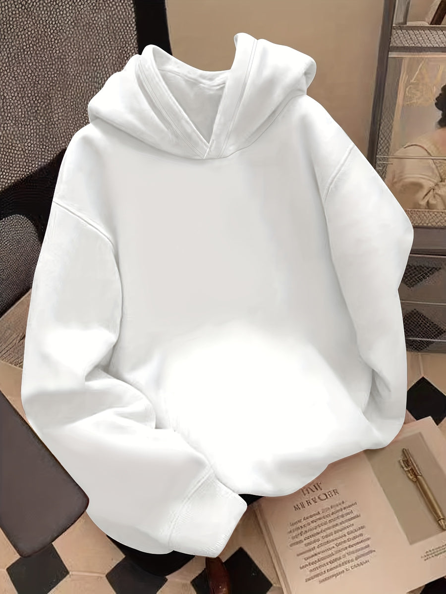 2026 Autumn/Winter New Sweatshirt (Hooded Sweatshirt Without Pockets, Women'S Style) with Animal Flowers, Letters And Other Elements Printed Fashionable And Trendy New Hooded Sweatshirt, Versatile Casual Long-Sleeved Sweatshirt - White