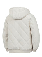 New Autumn/Winter Men's Diamond Stitch Hooded Padded Coat, Plush -Lined Thickened Outerwear, Outdoor Hiking Cold-Proof Warm Windproof Zipper Pocket Padded Coat - Khaki