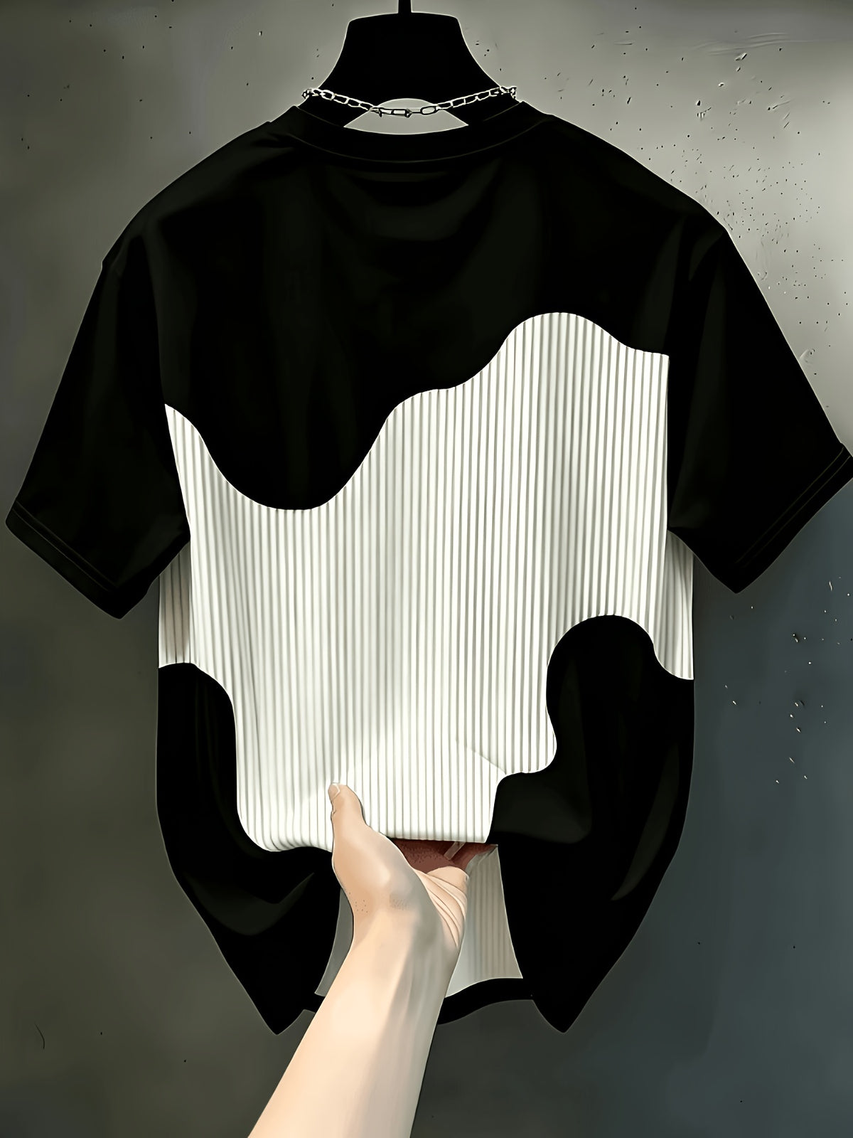 Men'S Print Design Textureless Casual Round Neck T-Shirt, Geometric Pattern Patchwork Striped Design, Chicago Word Pattern, Drapey Fashion Top, All-Season Wear, Breathable Regular Fit for Casual And Formal Outfits - Round Neck Casual Top - Mixed colors